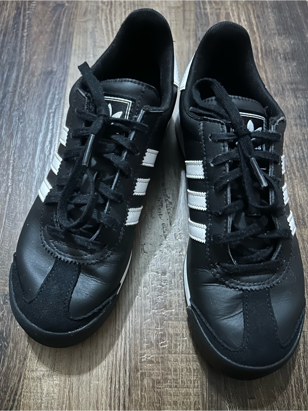 Adidas Samoa Mens Sz 5.5 Black White Leather Lace Up Low Top Athletic Sneakers